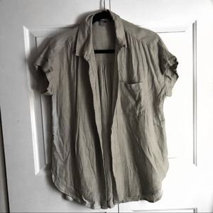 Aerie grey linen button up top